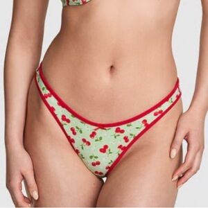 New! Frankie's Bikinis Cherry Print golden hour Bikini Bottoms Green 1102